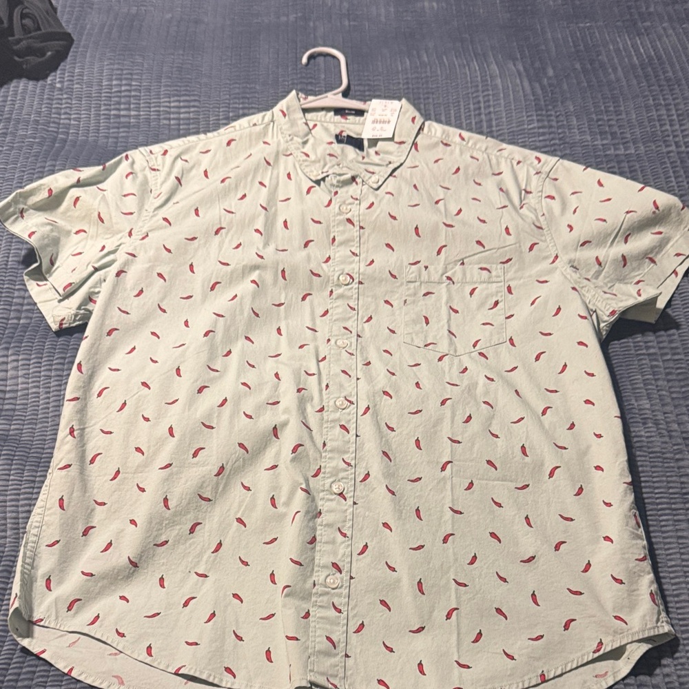 J. Crew Casual White and Red Button Down Shirt